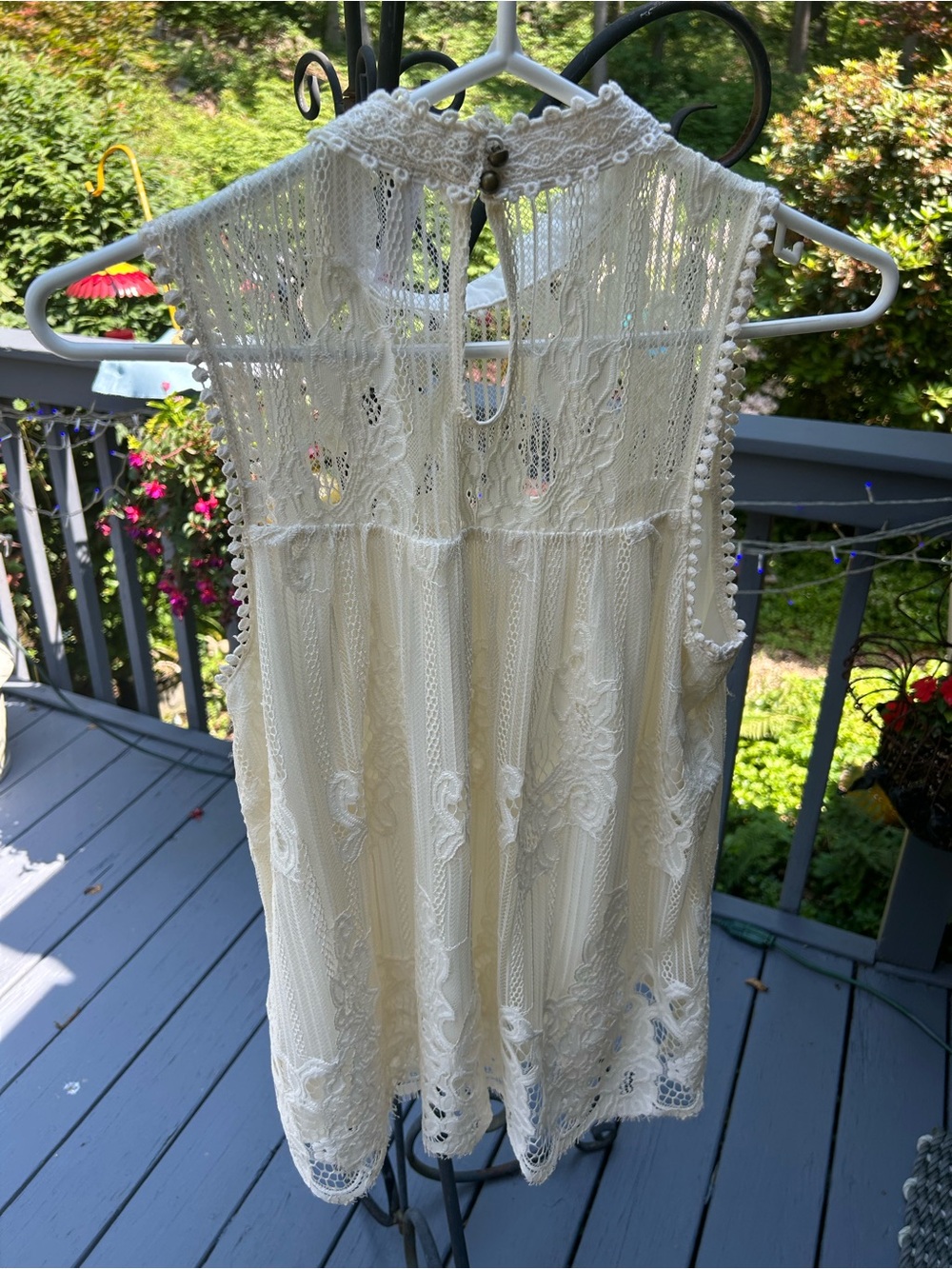 Cream Lace Sleeveless Top - Lightweight Boho Style